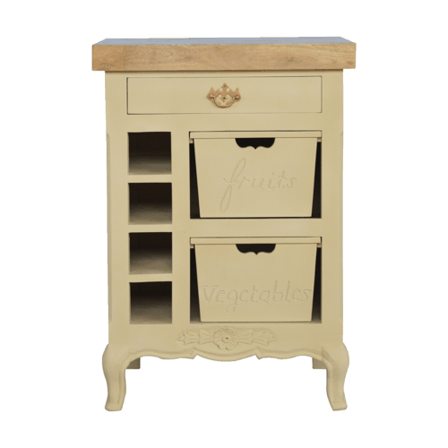 Solid Mango Wood French Style Cream Cabinet - Image 3
