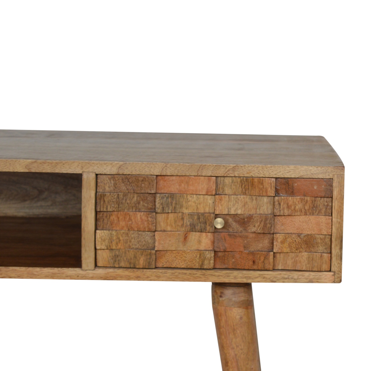 Solid Mango Wood Oak Finished 1 Tile Front Drawer 1 Slot Desk - Image 3