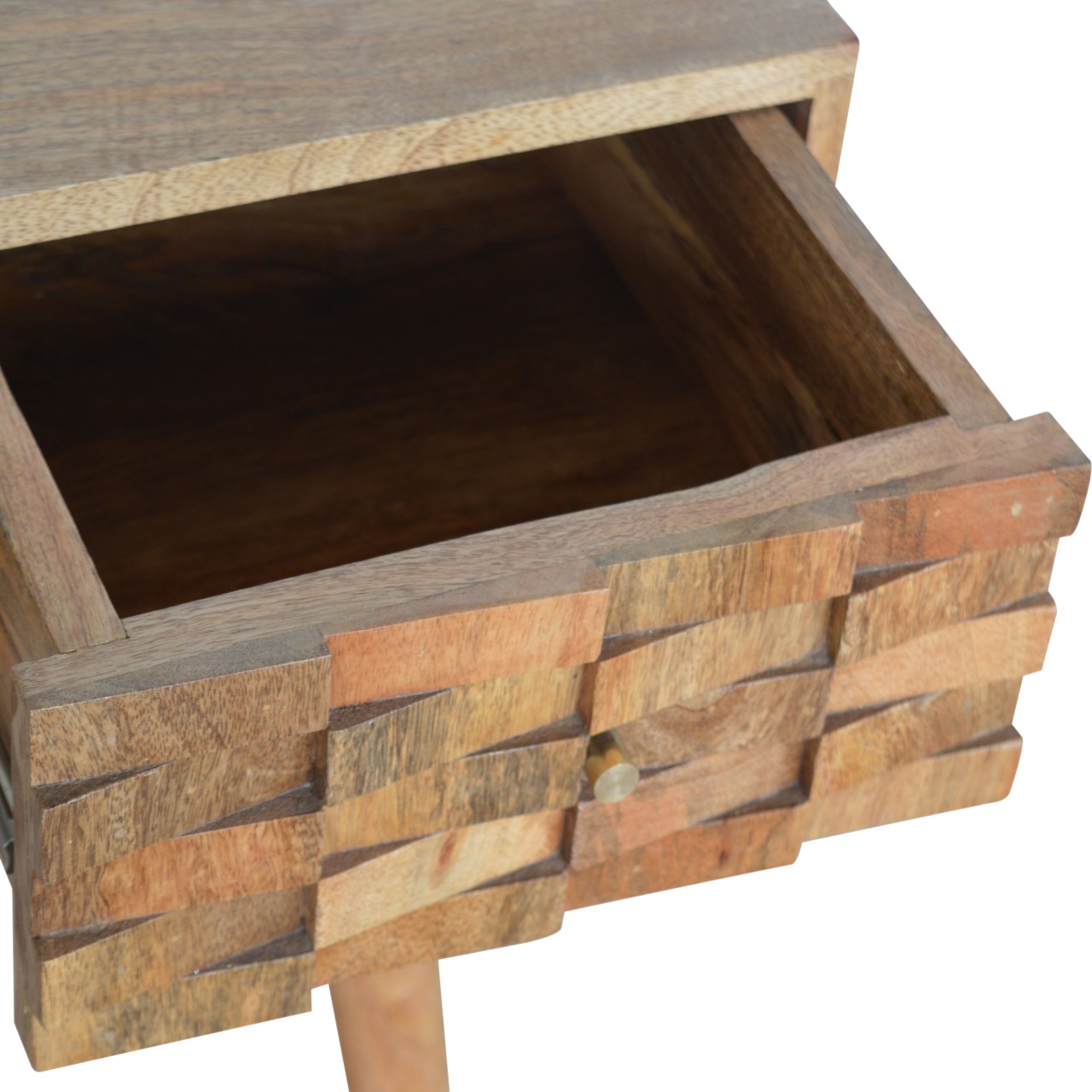 Solid Mango Wood Oak Finished 1 Tile Front Drawer 1 Slot Desk - Image 5