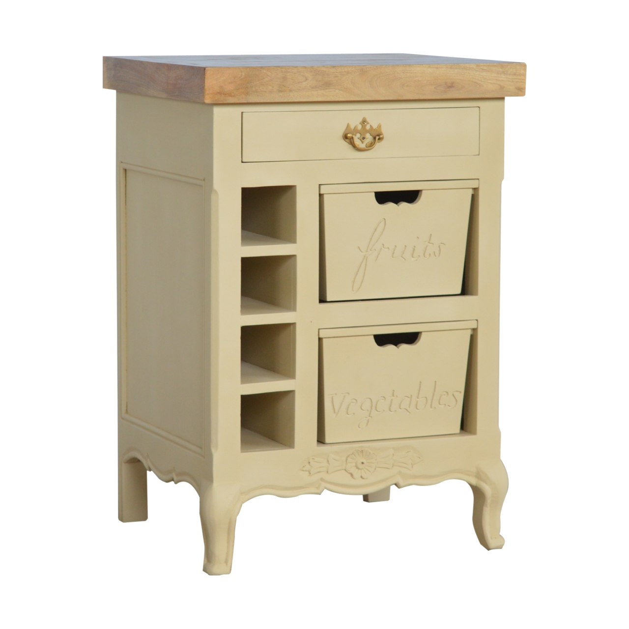 Solid Mango Wood French Style Cream Cabinet - Image 10