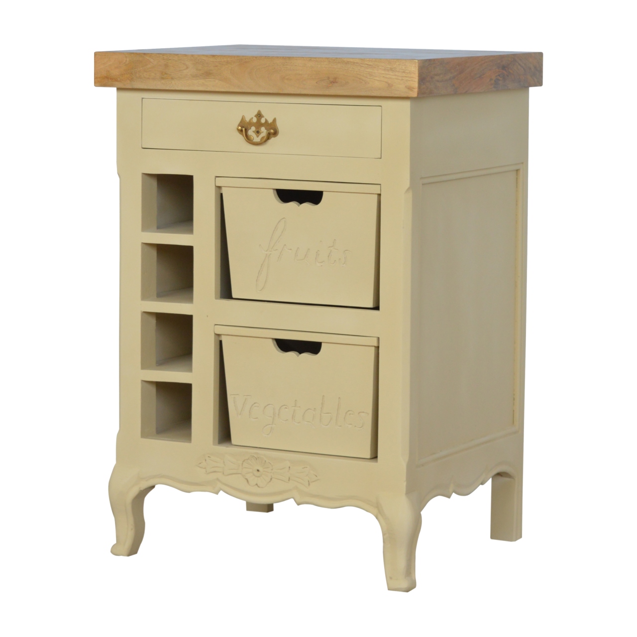 Solid Mango Wood French Style Cream Cabinet - Image 9