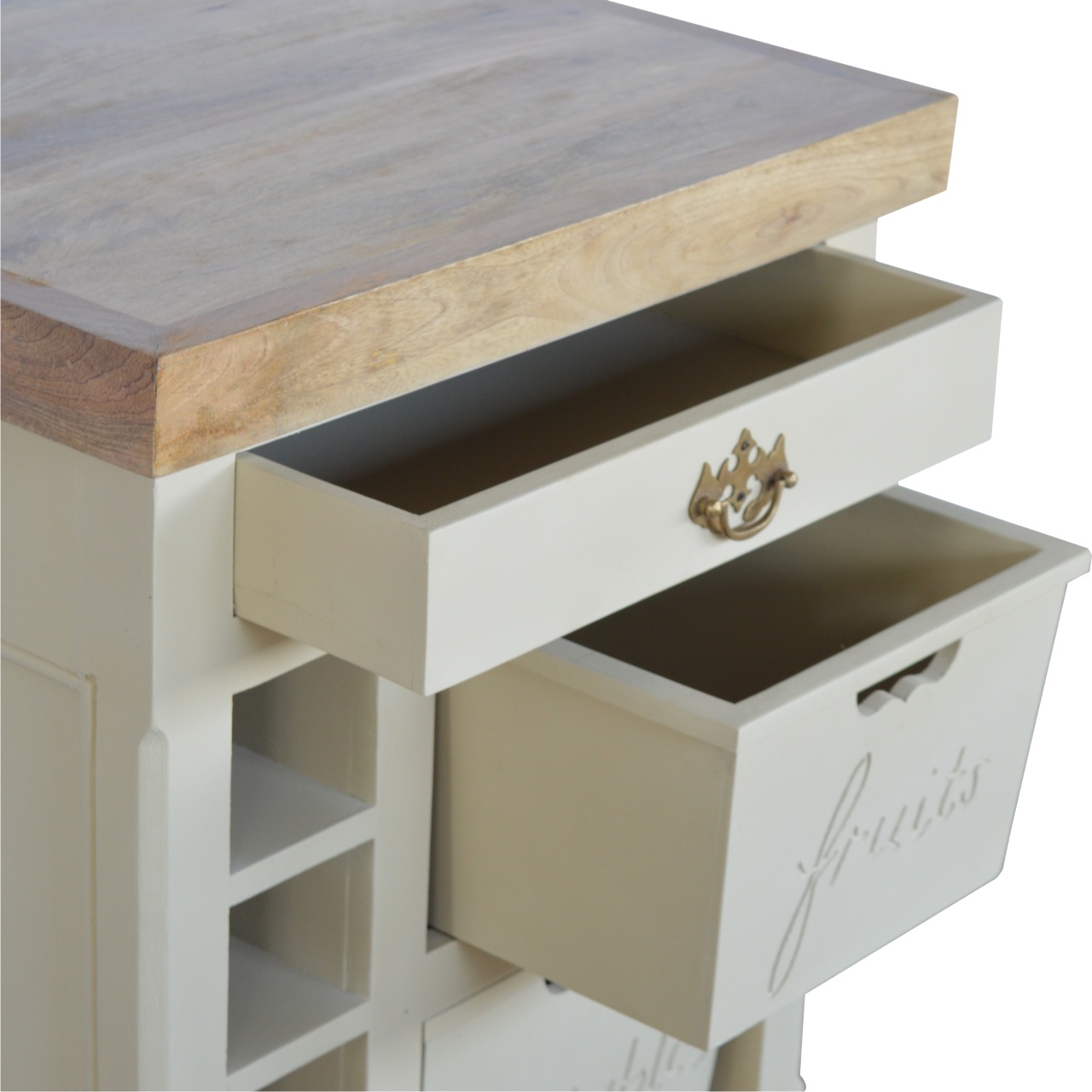 Solid Mango Wood French Style Cream Cabinet - Image 6