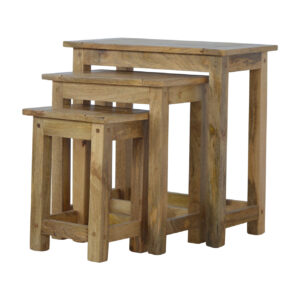Solid Mango Wood Solid Mango Wood Mango Wood Nest of Three Table