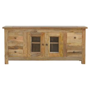 Solid Mango Wood Granary Glazed 4 Drawer TV Unit