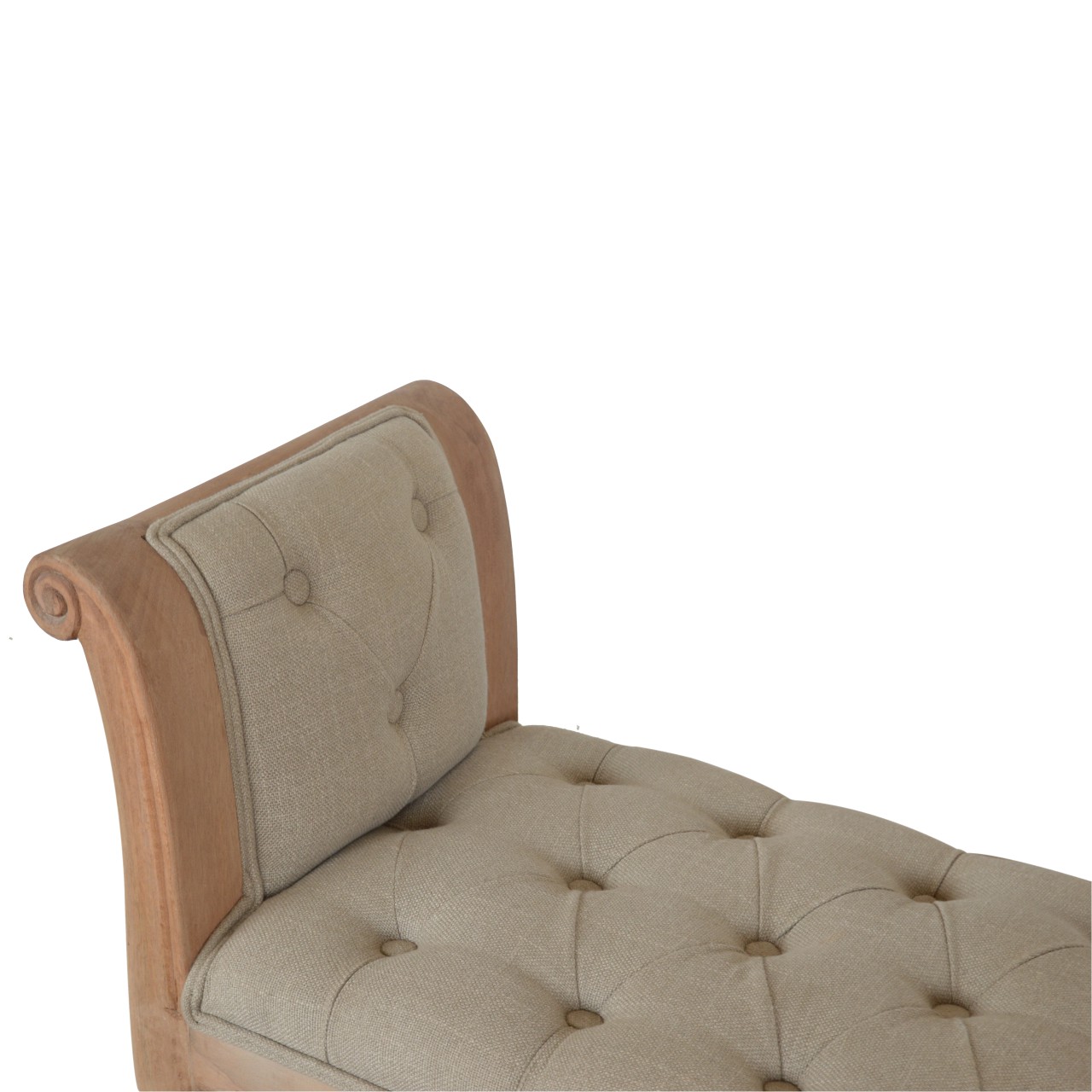 Solid Sun Bleached Finished Mango Wood French Style Mud Linen Bench - Image 6