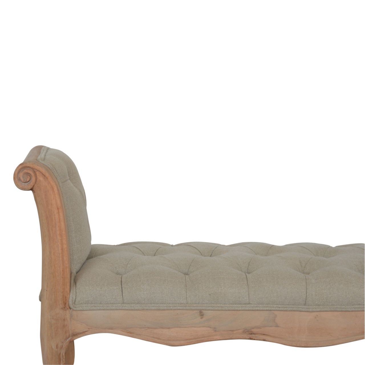 Solid Sun Bleached Finished Mango Wood French Style Mud Linen Bench - Image 5
