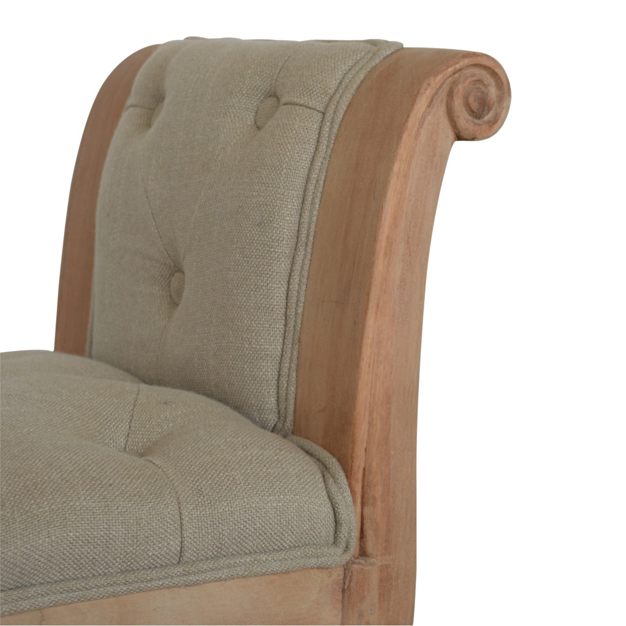 Solid Sun Bleached Finished Mango Wood French Style Mud Linen Bench - Image 4