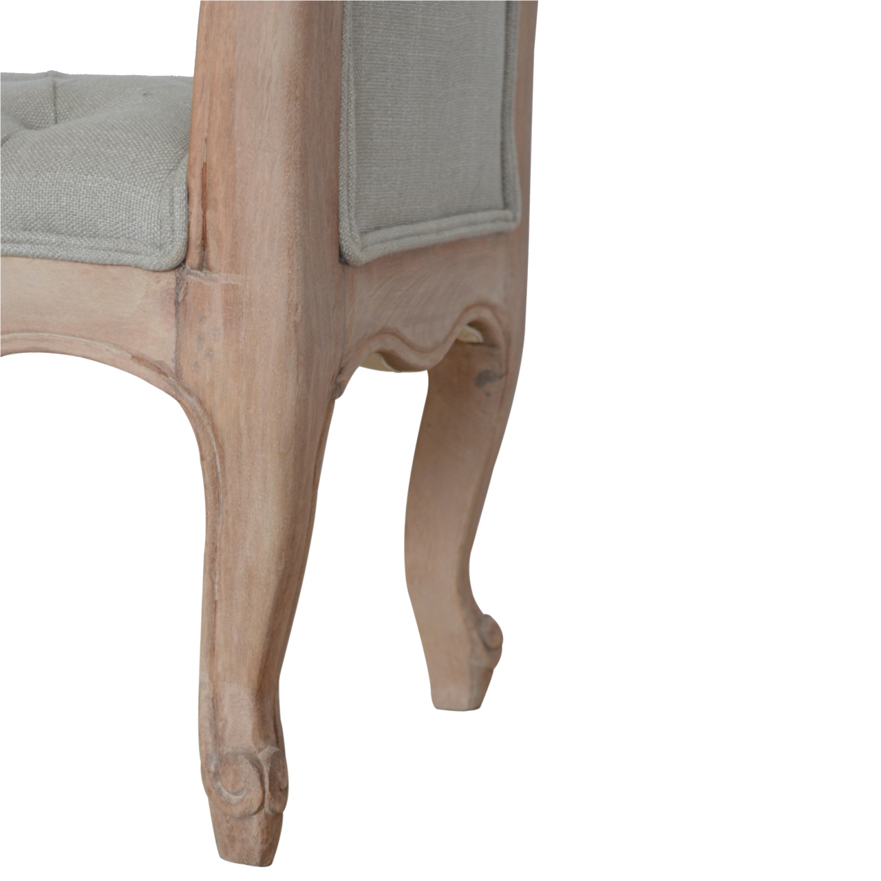 Solid Sun Bleached Finished Mango Wood French Style Mud Linen Bench - Image 3