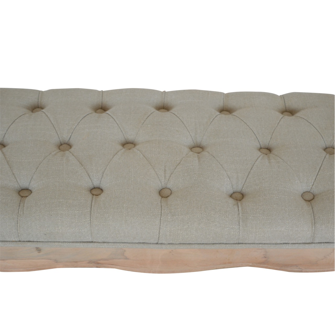 Solid Sun Bleached Finished Mango Wood French Style Mud Linen Bench - Image 2