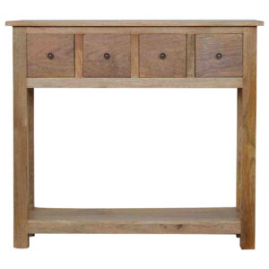 Solid Mango Wood Oak Finished 4 Drawer Country Console