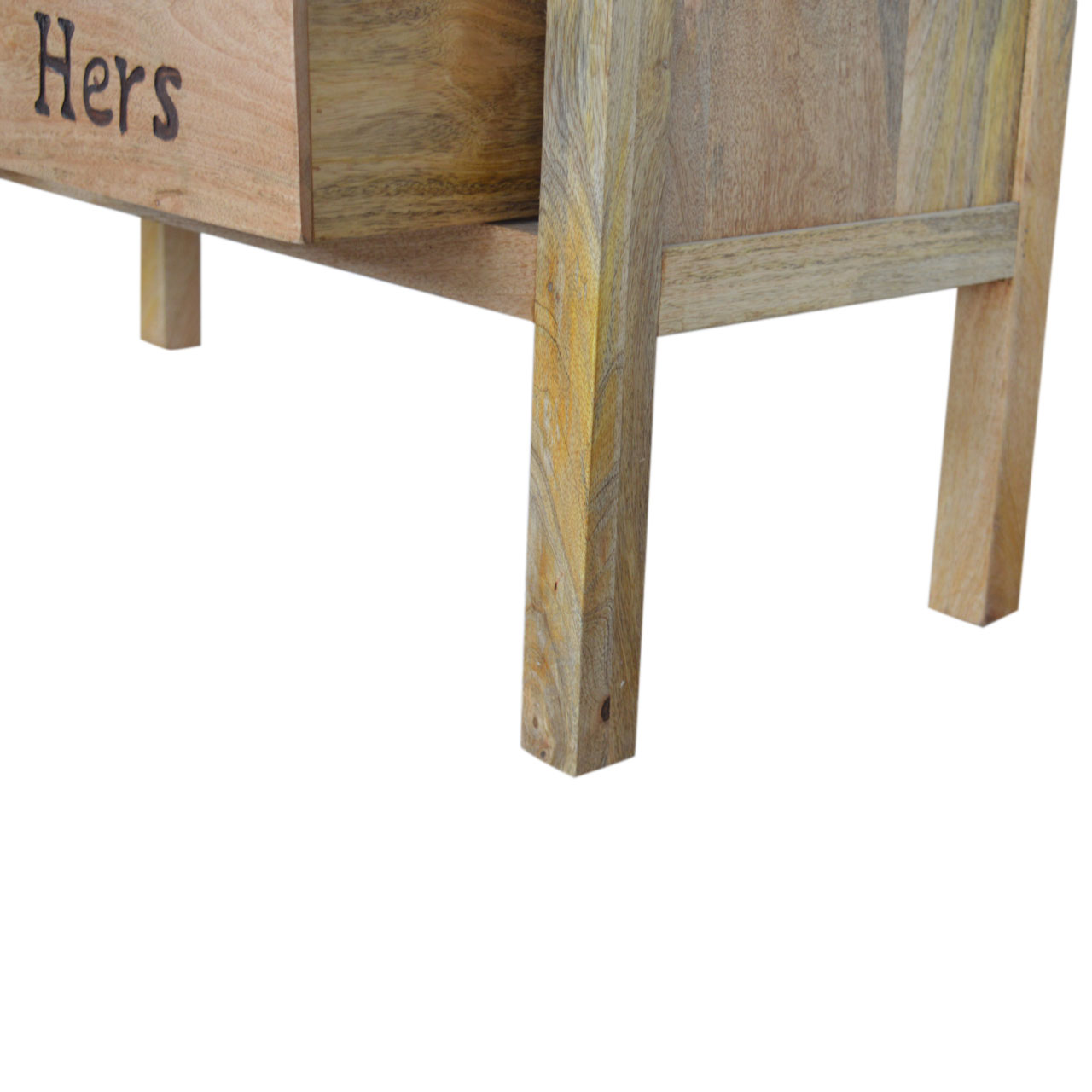 Solid Mango Wood His & Hers Carved Storage Bench - Image 14