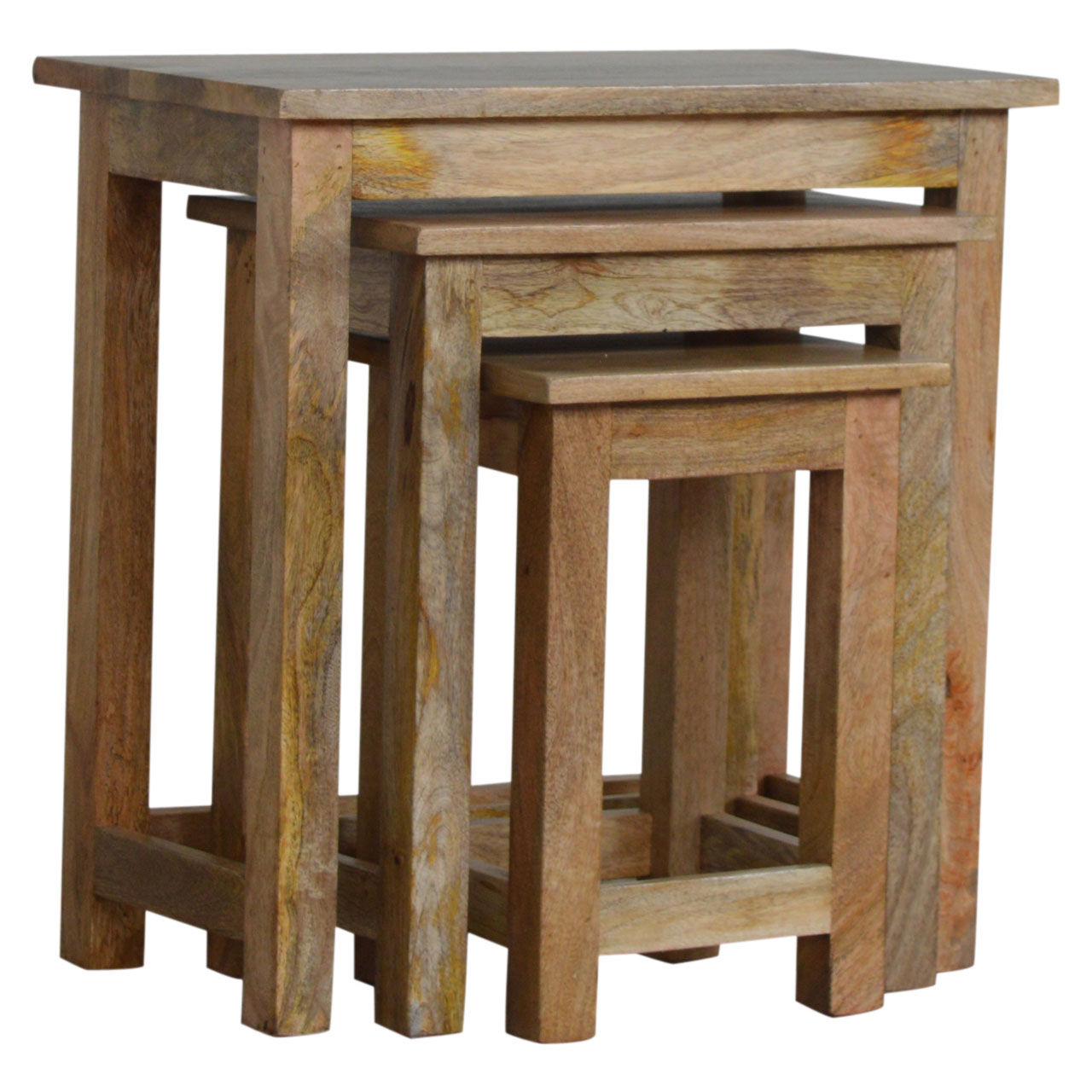 Solid Mango Wood Country Solid Wood Stool Set of 3 - Image 10