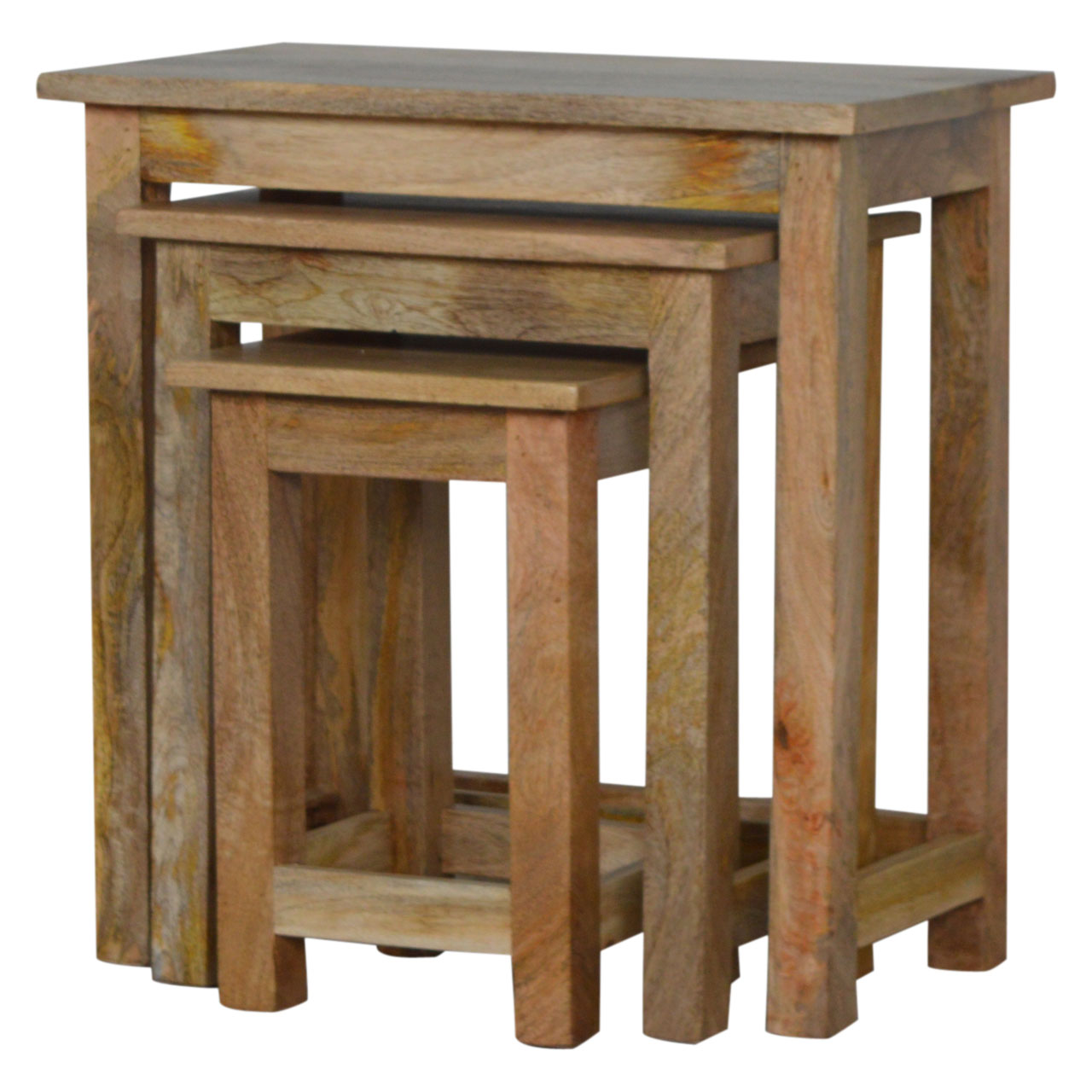 Solid Mango Wood Country Solid Wood Stool Set of 3 - Image 9