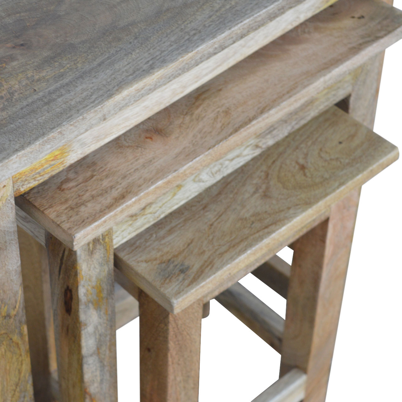 Solid Mango Wood Country Solid Wood Stool Set of 3 - Image 7