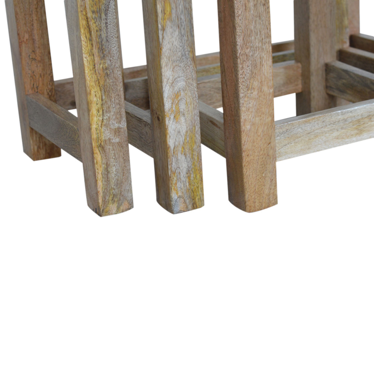 Solid Mango Wood Country Solid Wood Stool Set of 3 - Image 4