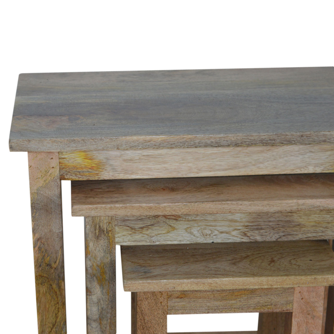 Solid Mango Wood Country Solid Wood Stool Set of 3 - Image 5