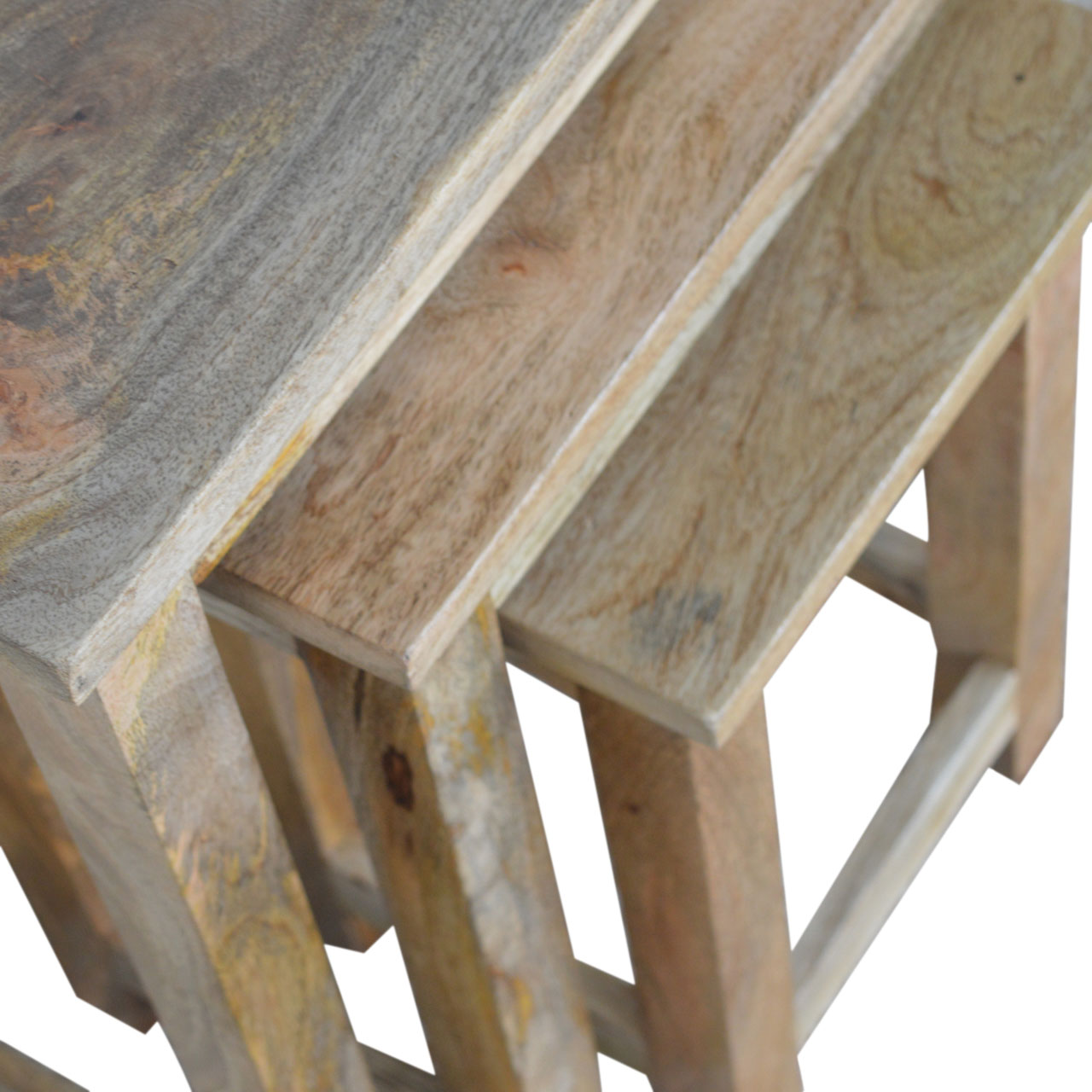 Solid Mango Wood Country Solid Wood Stool Set of 3 - Image 11