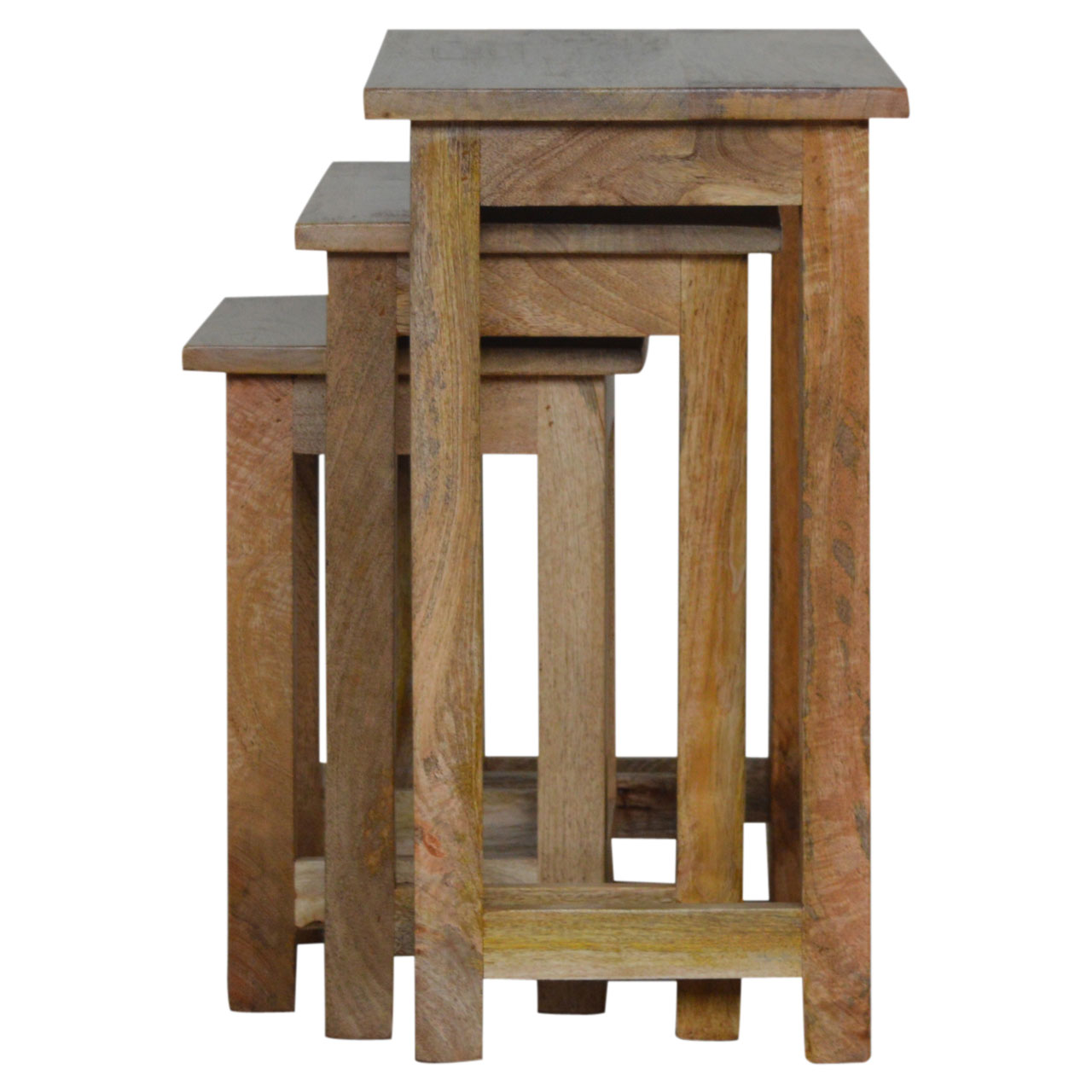 Solid Mango Wood Country Solid Wood Stool Set of 3 - Image 8
