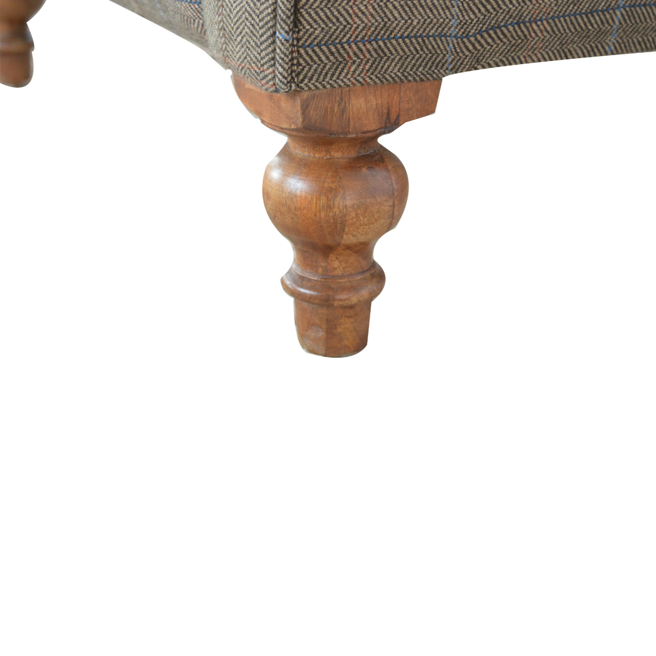Solid Mango Wood Single Seater Chesterfield Multi Tweed Arm Chair - Image 5