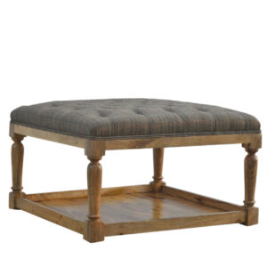 Solid Mango Wood Solid Mango Wood Mango Wood Multi Tweed Stool with Shelf