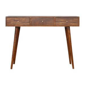 Solid Mango Wood Chestnut Finished 3 Drawer Assorted Console