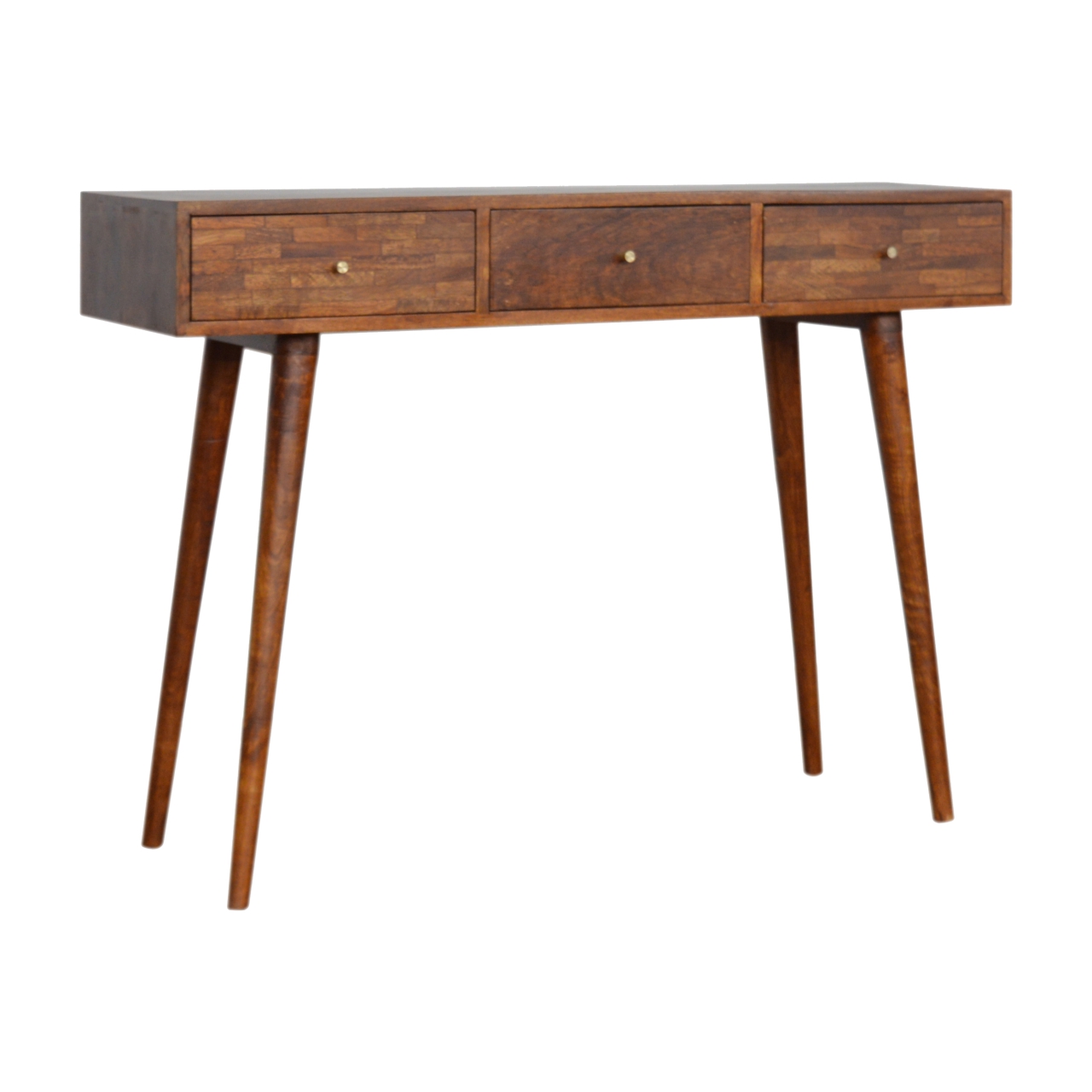 Solid Mango Wood Chestnut Finished 3 Drawer Assorted Console - Image 2