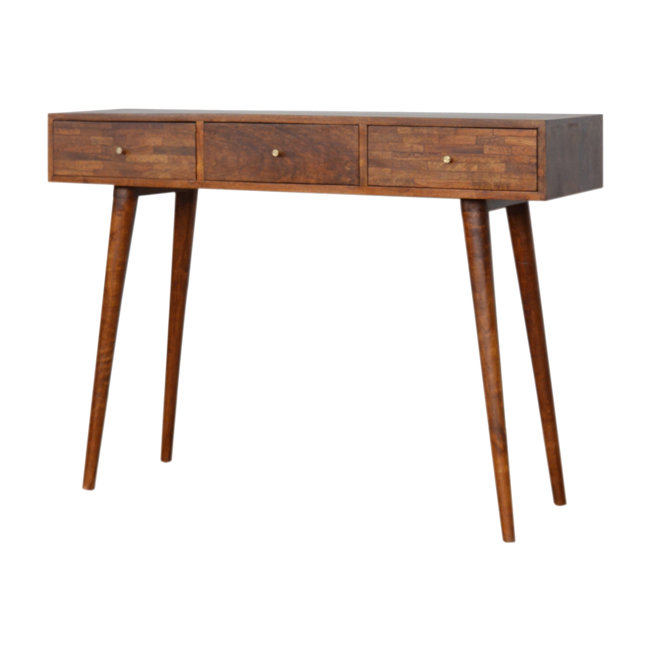 Solid Mango Wood Chestnut Finished 3 Drawer Assorted Console - Image 3