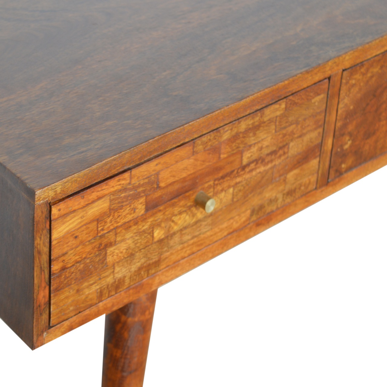Solid Mango Wood Chestnut Finished 3 Drawer Assorted Console - Image 5