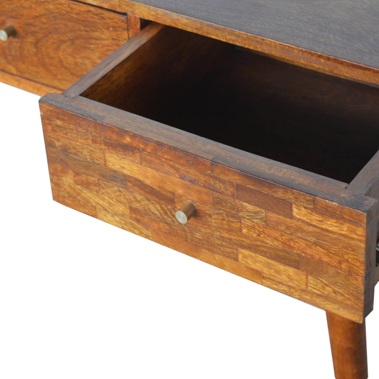 Solid Mango Wood Chestnut Finished 3 Drawer Assorted Console - Image 6