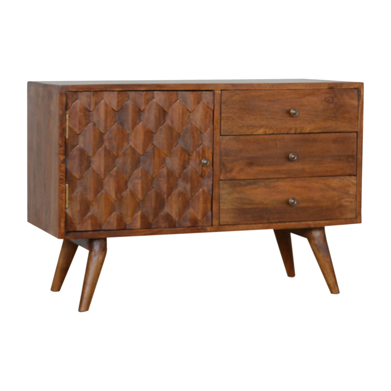Solid Mango Carved Chestnut Storage Cabinet/Sideboard - Image 8