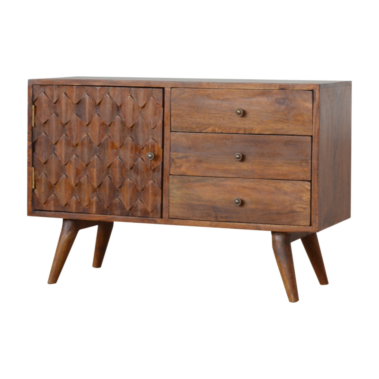 Solid Mango Carved Chestnut Storage Cabinet/Sideboard - Image 7