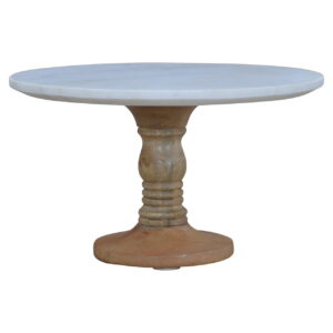 Solid Mango Wood Cake Stand with Marble Top