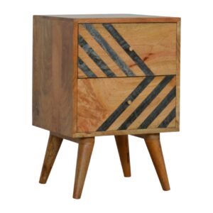 Solid Mango Wood Slate Pattern Bedside