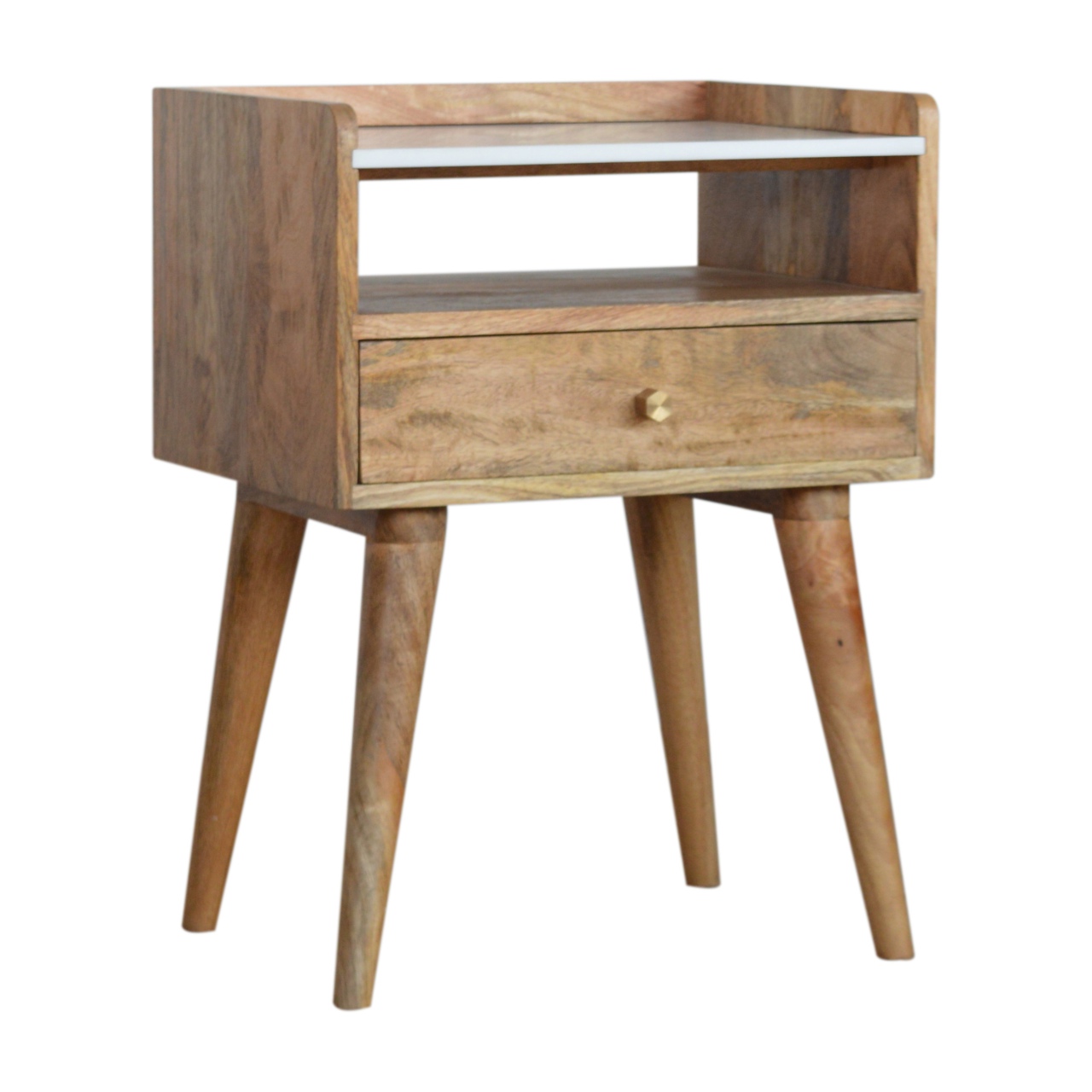 Solid Mango Wood Open Slot Bedside with White Top - Image 3