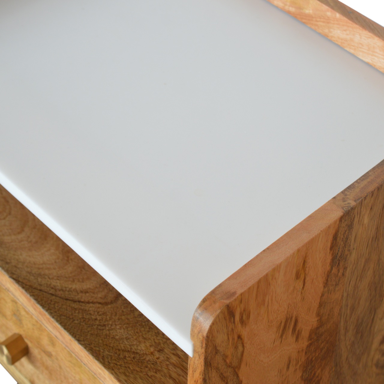 Solid Mango Wood Open Slot Bedside with White Top - Image 5