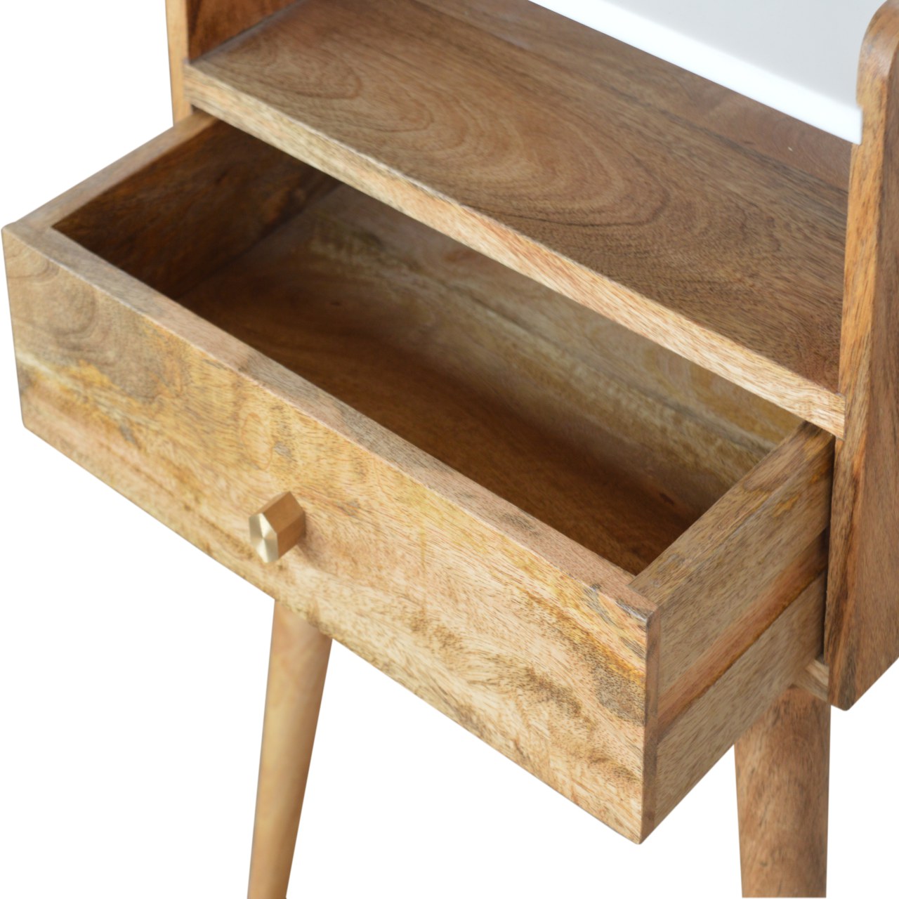 Solid Mango Wood Open Slot Bedside with White Top - Image 7