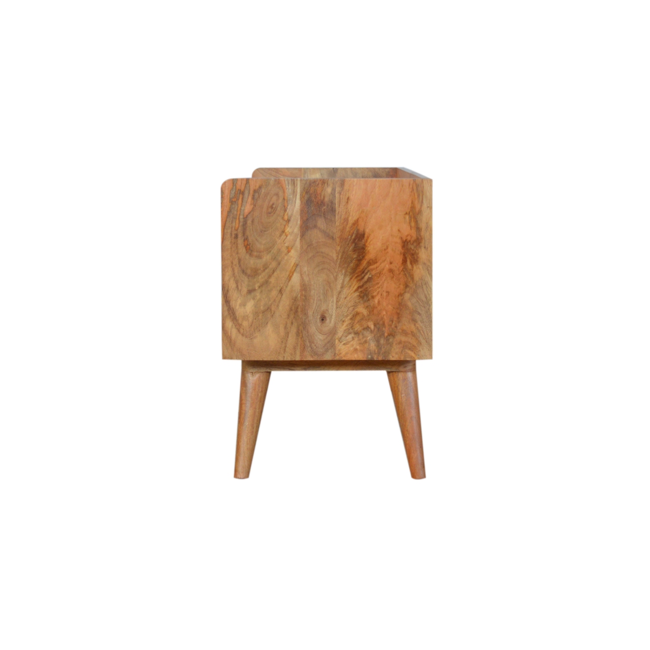 Solid Mango Wood Oak Finished White Topped Faux Marble 2 Drawer Scandinavian Style Media Unit - Image 8