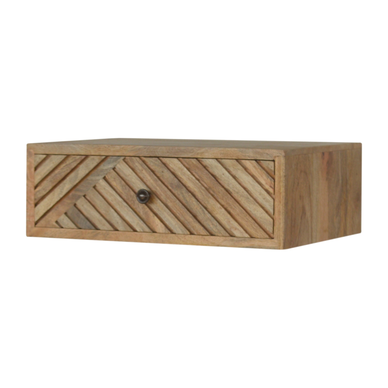 Solid Mango Wood Mango Wood Floating Line Carved Bedside - Image 2