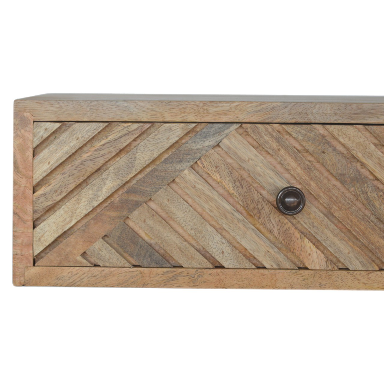 Solid Mango Wood Mango Wood Floating Line Carved Bedside - Image 4