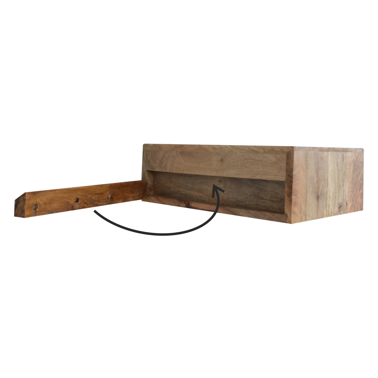 Solid Mango Wood Mango Wood Floating Line Carved Bedside - Image 8