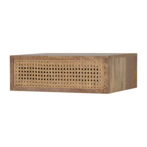 Solid Mango Wood Wall Mounted Ratten Bedside