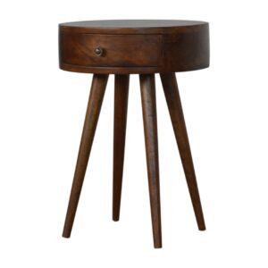 Solid Mango Wood Nordic Chestnut Circular Bedside