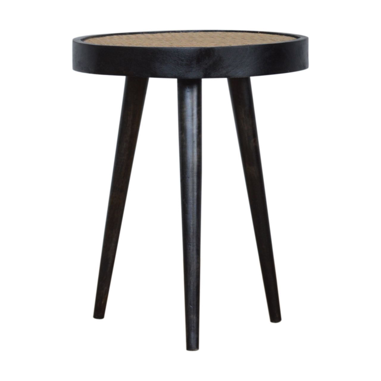 Solid Mango Wood Carbon Black Rattan End Table - Image 2