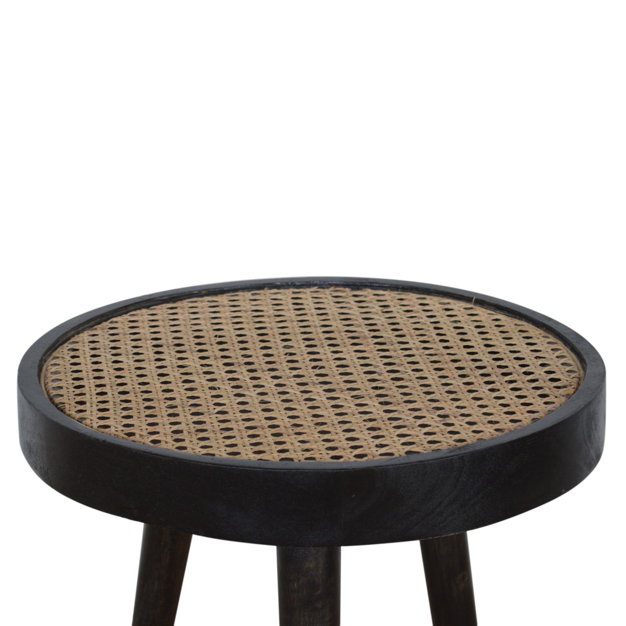 Solid Mango Wood Carbon Black Rattan End Table - Image 4