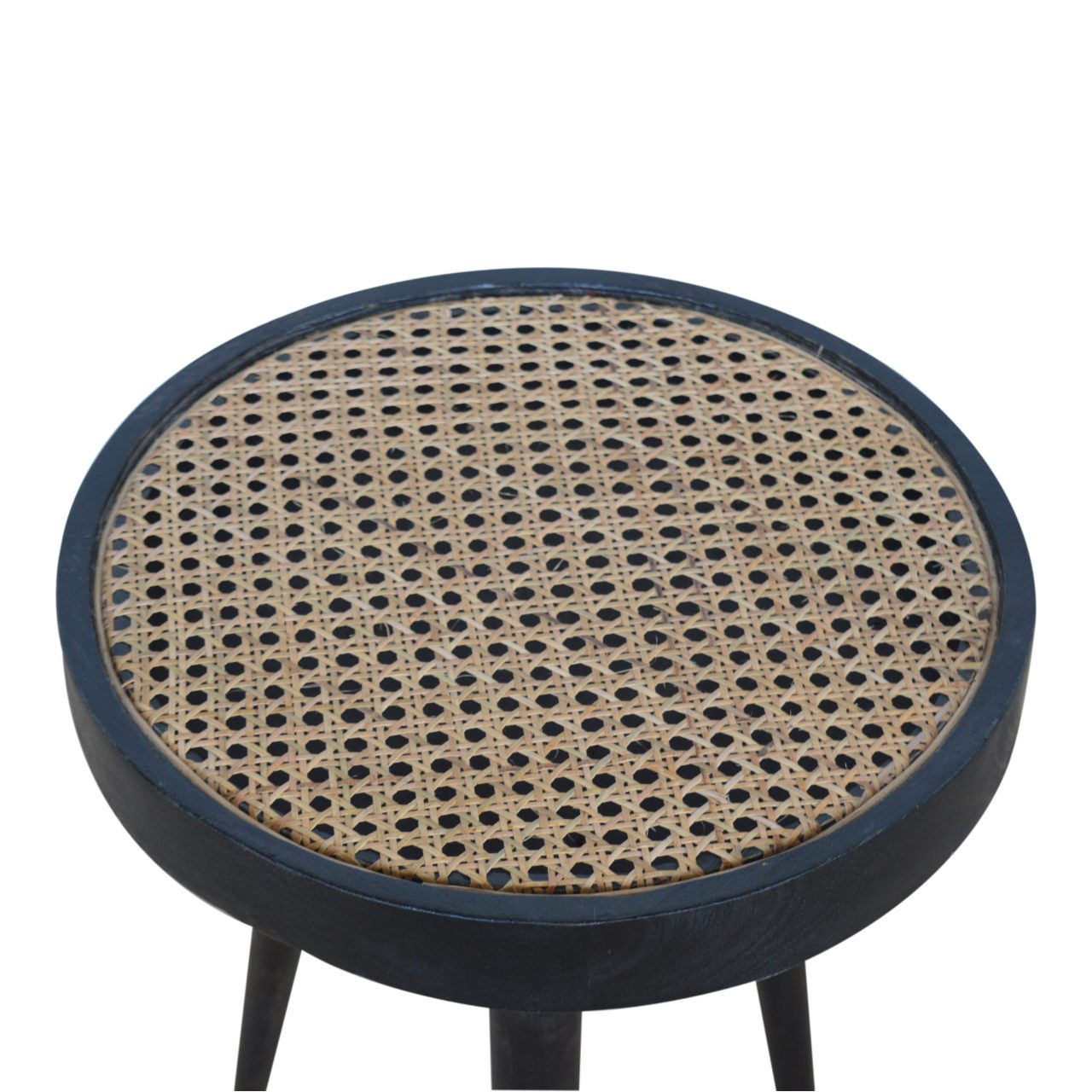 Solid Mango Wood Carbon Black Rattan End Table - Image 6