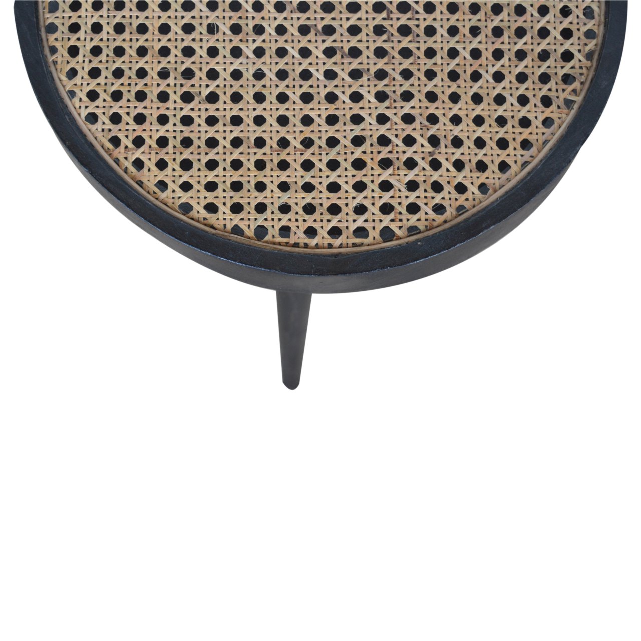 Solid Mango Wood Carbon Black Rattan End Table - Image 7