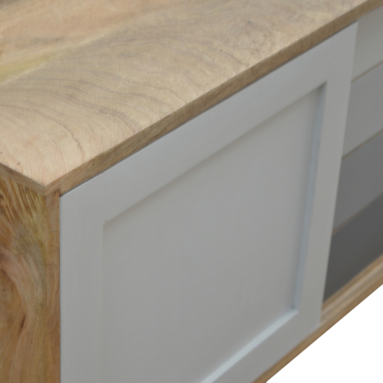 Solid Mango Wood Graduated Two Tone 4 Drawer 1 Door Cabinet - Image 2