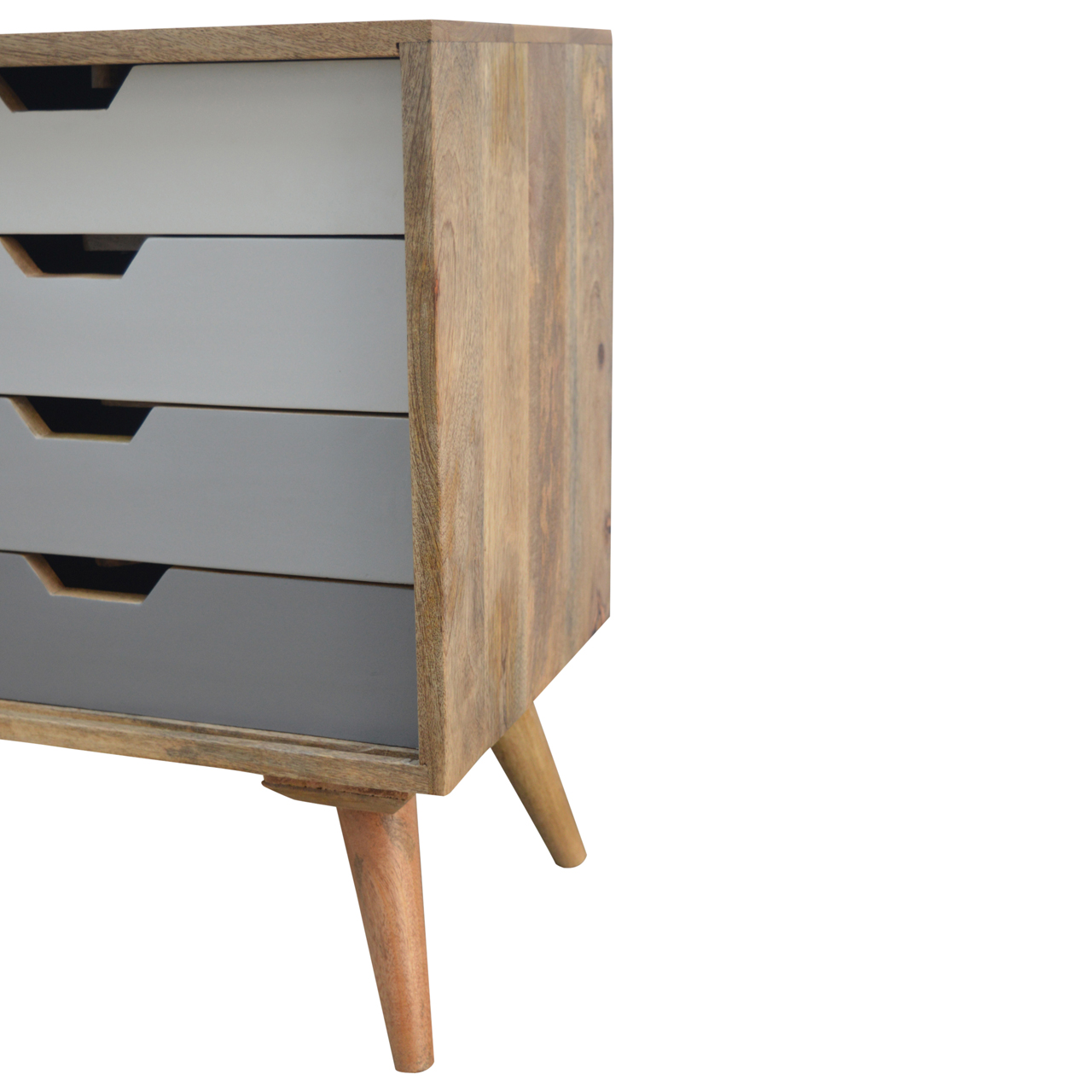 Solid Mango Wood Graduated Two Tone 4 Drawer 1 Door Cabinet - Image 3