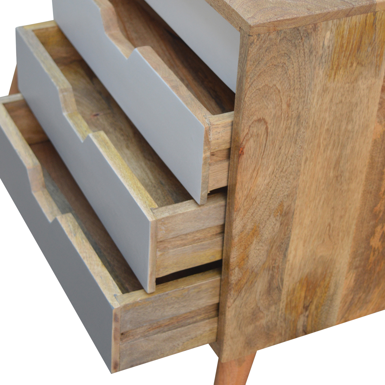 Solid Mango Wood Graduated Two Tone 4 Drawer 1 Door Cabinet - Image 5