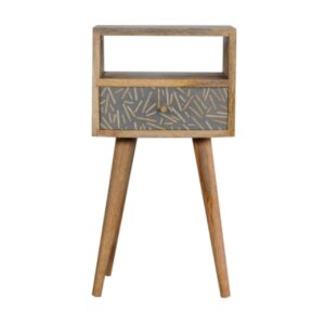 Solid Mango Wood Oak Finished 1 Chip Cement Fronted Drawer Bedside